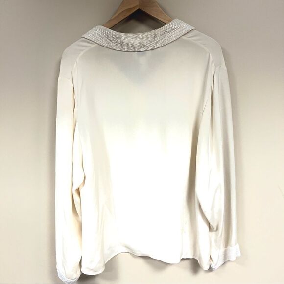 - Talbots silk button down with beaded accents. Size 14W - Picture 11 of 11